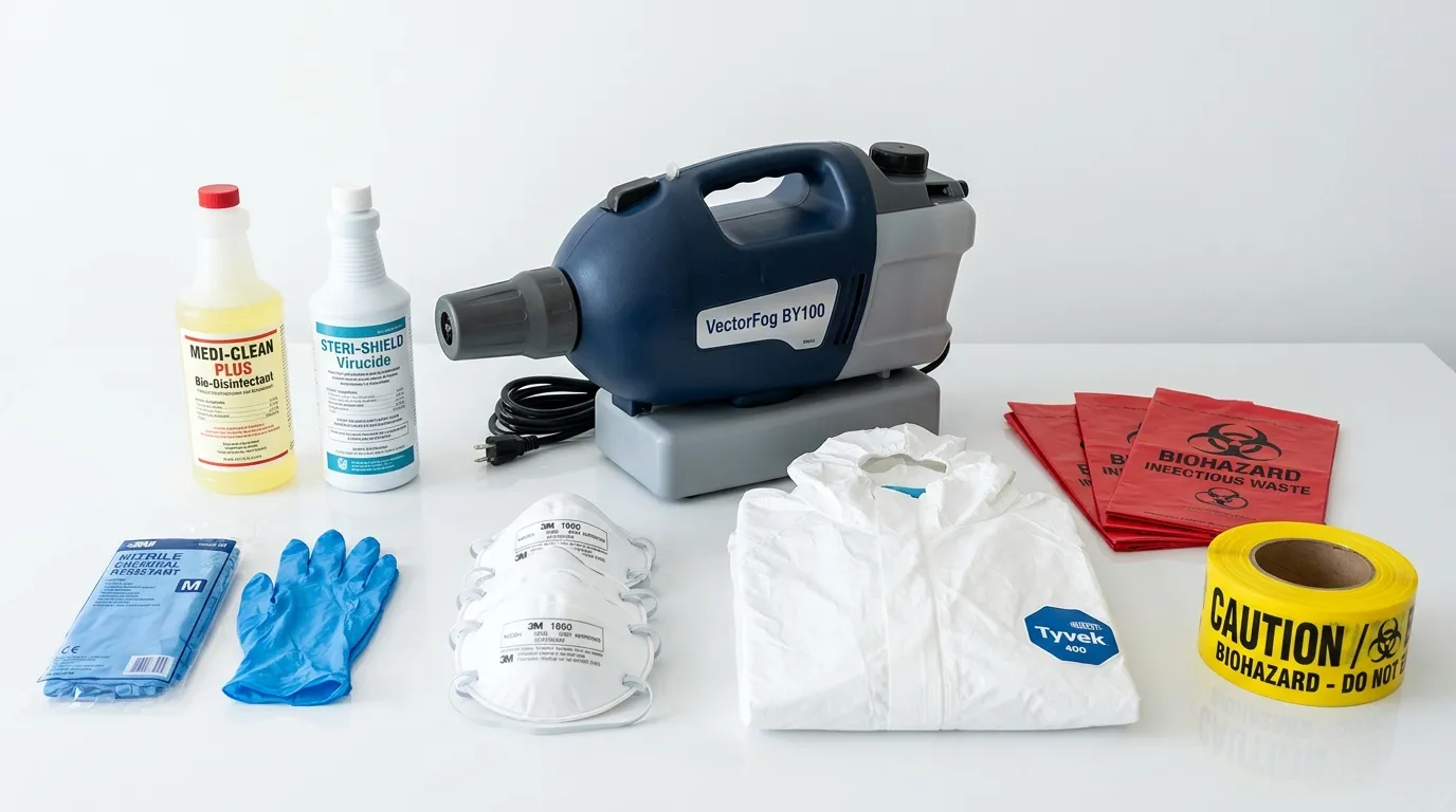 Professional biohazard remediation crew working in Amherst